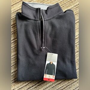 Ted Baker Textured Quarter-Zip Sweater | Black | Size Medium | NWT